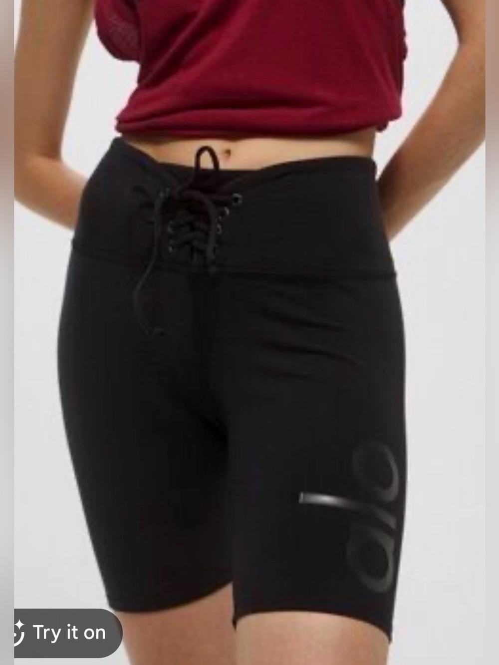 ALO Yoga Lace Up Biker Shorts, XSMALL NWT
